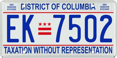 DC license plate EK7502