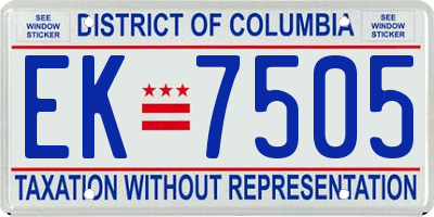 DC license plate EK7505