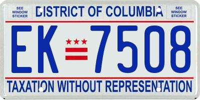 DC license plate EK7508