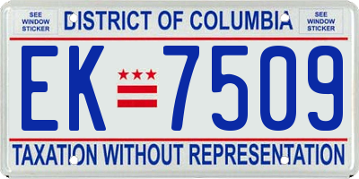 DC license plate EK7509