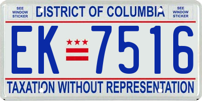 DC license plate EK7516