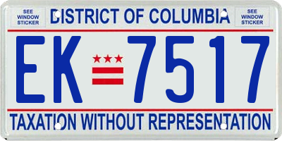 DC license plate EK7517