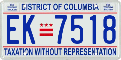 DC license plate EK7518