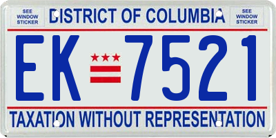 DC license plate EK7521