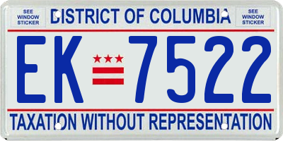 DC license plate EK7522