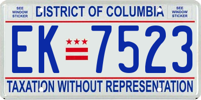 DC license plate EK7523