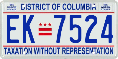 DC license plate EK7524