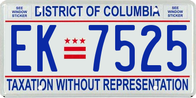 DC license plate EK7525