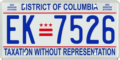 DC license plate EK7526