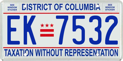 DC license plate EK7532