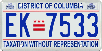 DC license plate EK7533