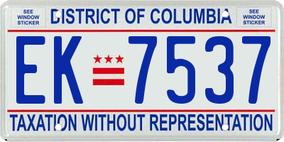 DC license plate EK7537