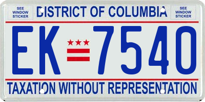 DC license plate EK7540