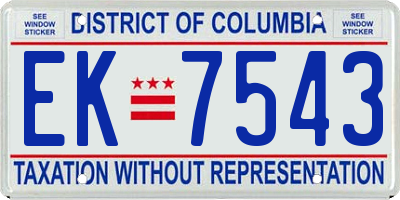 DC license plate EK7543