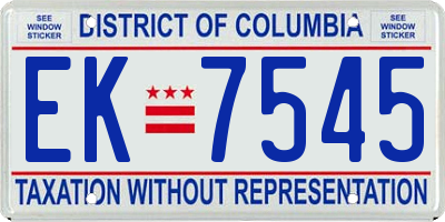 DC license plate EK7545