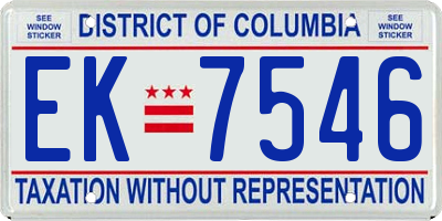 DC license plate EK7546