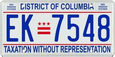 DC license plate EK7548