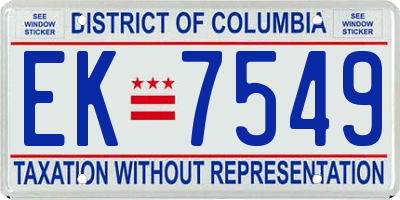 DC license plate EK7549