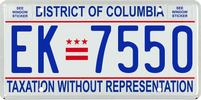 DC license plate EK7550