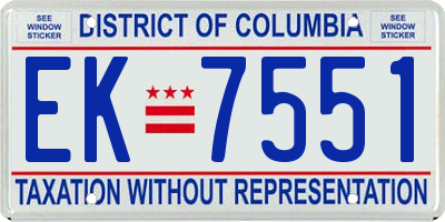 DC license plate EK7551