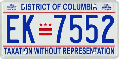 DC license plate EK7552