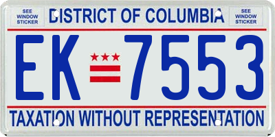 DC license plate EK7553