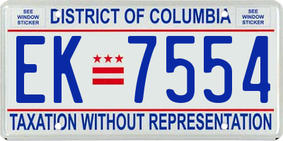 DC license plate EK7554