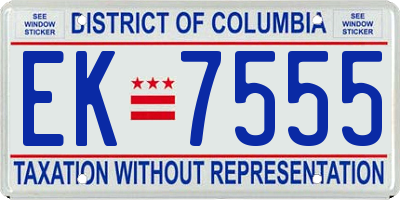 DC license plate EK7555