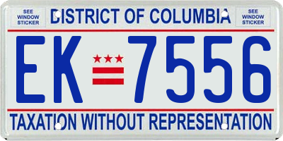 DC license plate EK7556