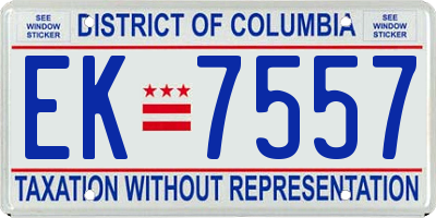 DC license plate EK7557