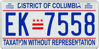 DC license plate EK7558