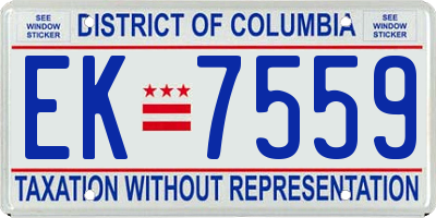 DC license plate EK7559