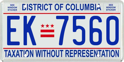 DC license plate EK7560