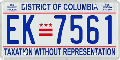 DC license plate EK7561