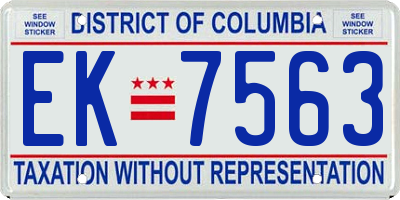 DC license plate EK7563