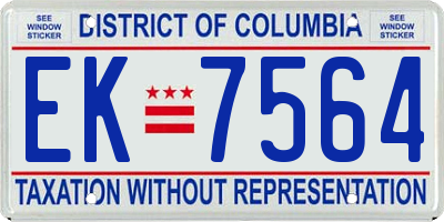 DC license plate EK7564