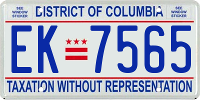 DC license plate EK7565