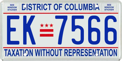 DC license plate EK7566