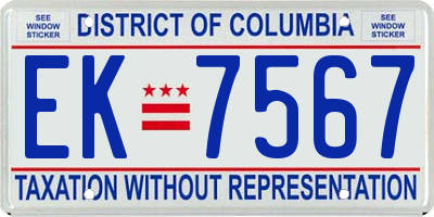 DC license plate EK7567