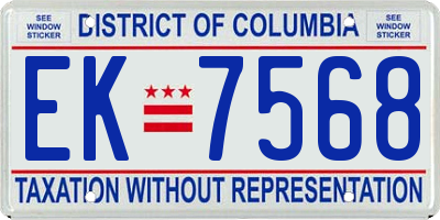 DC license plate EK7568