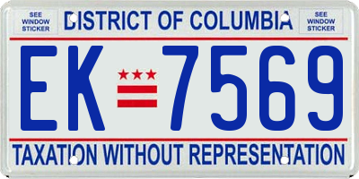 DC license plate EK7569