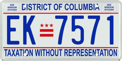 DC license plate EK7571