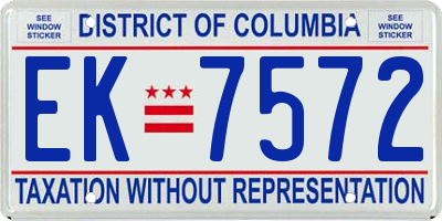 DC license plate EK7572