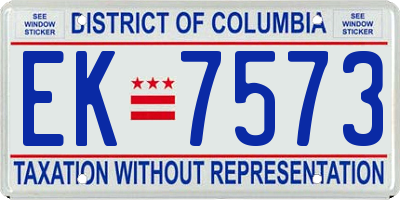 DC license plate EK7573