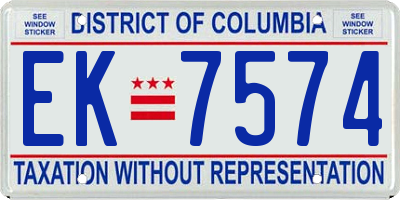 DC license plate EK7574