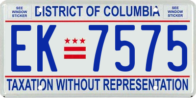 DC license plate EK7575