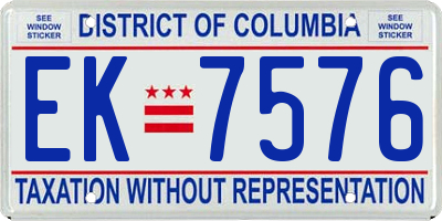 DC license plate EK7576