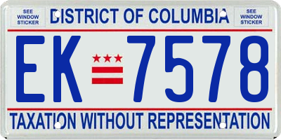 DC license plate EK7578