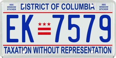 DC license plate EK7579