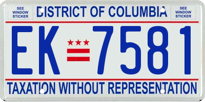 DC license plate EK7581